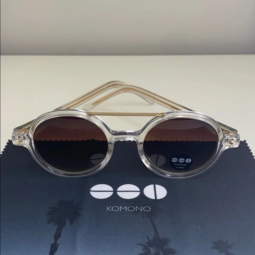 Komono Sunglasses NEW Vivien Clear round frame gold
